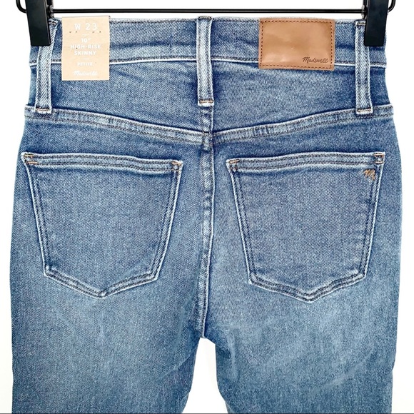 Madewell Petite 10” High Rise Button Front Raw Hem Skinny Jeans Cordova Wash NWT - Picture 10 of 16